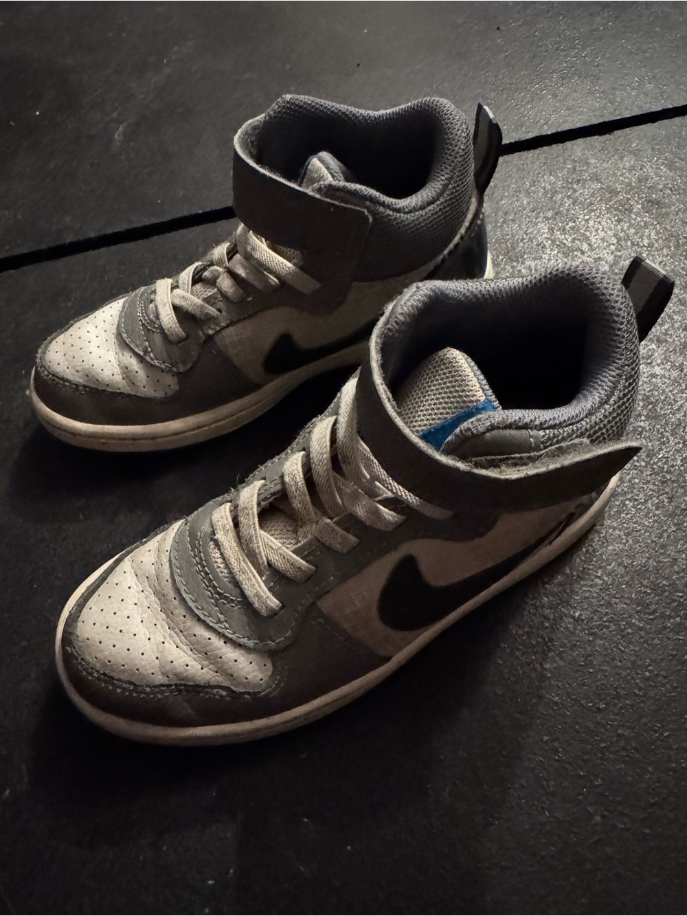 Nike Kids Gray and Black High-Top Sneakers